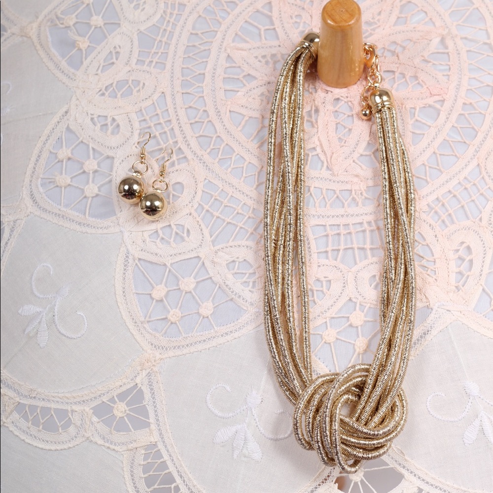 Coil Gold Boutique Fashion Necklace & Earring Set